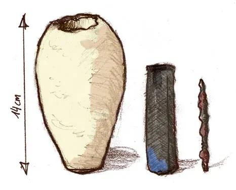 Dessin moderne des composants de la supposée pile de Bagdad
